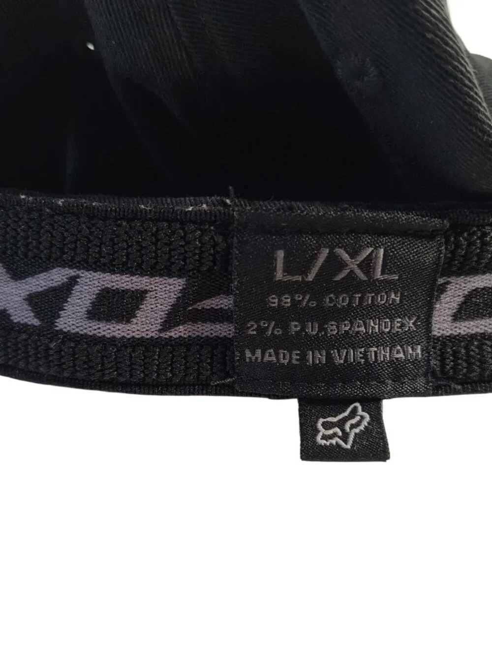 Men's Black & Red Size L-XL Elastic Banded Fox Racing Logo Themed Cap